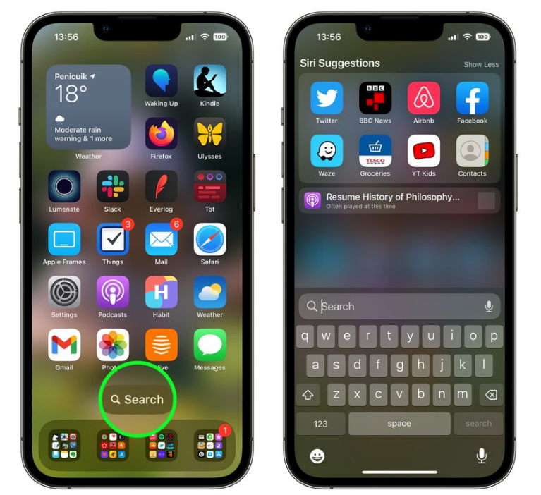 石狮苹果手机维修分享升级到 iOS 16 后，如何删除主屏幕上的搜索按钮 