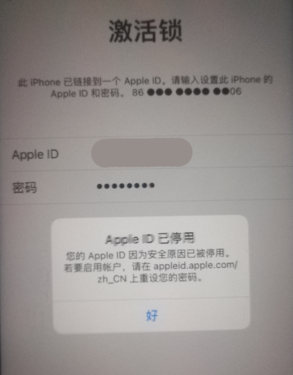 石狮苹果手机维修分享iPhone 12 出现提示“Apple ID 已停用”怎么办 