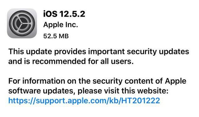 石狮苹果手机维修分享iOS12.5.2发布，建议所有老苹果用户安装 
